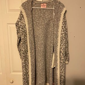 Juicy Couture Glitter Leopard Print open cardigan size XL